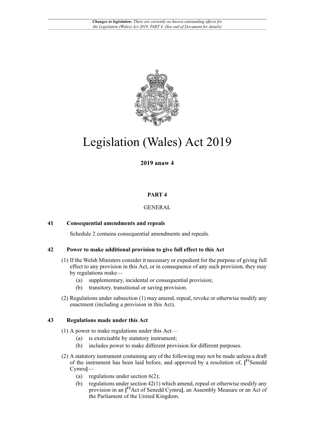 Legislation (Wales) Act 2019, PART 4