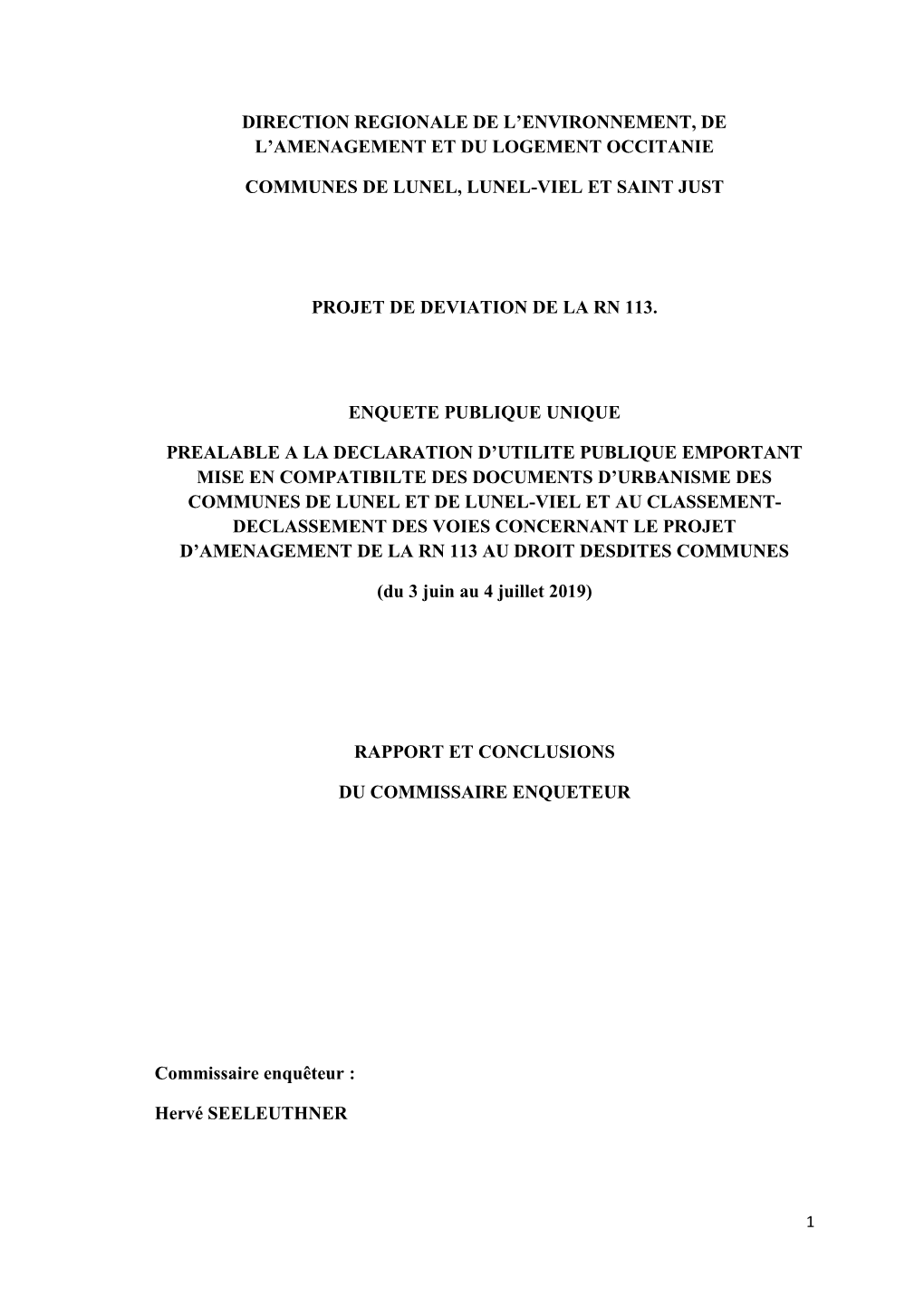 Rapport Et Conclusions EP Déviation RN 113 Lunel.Pdf