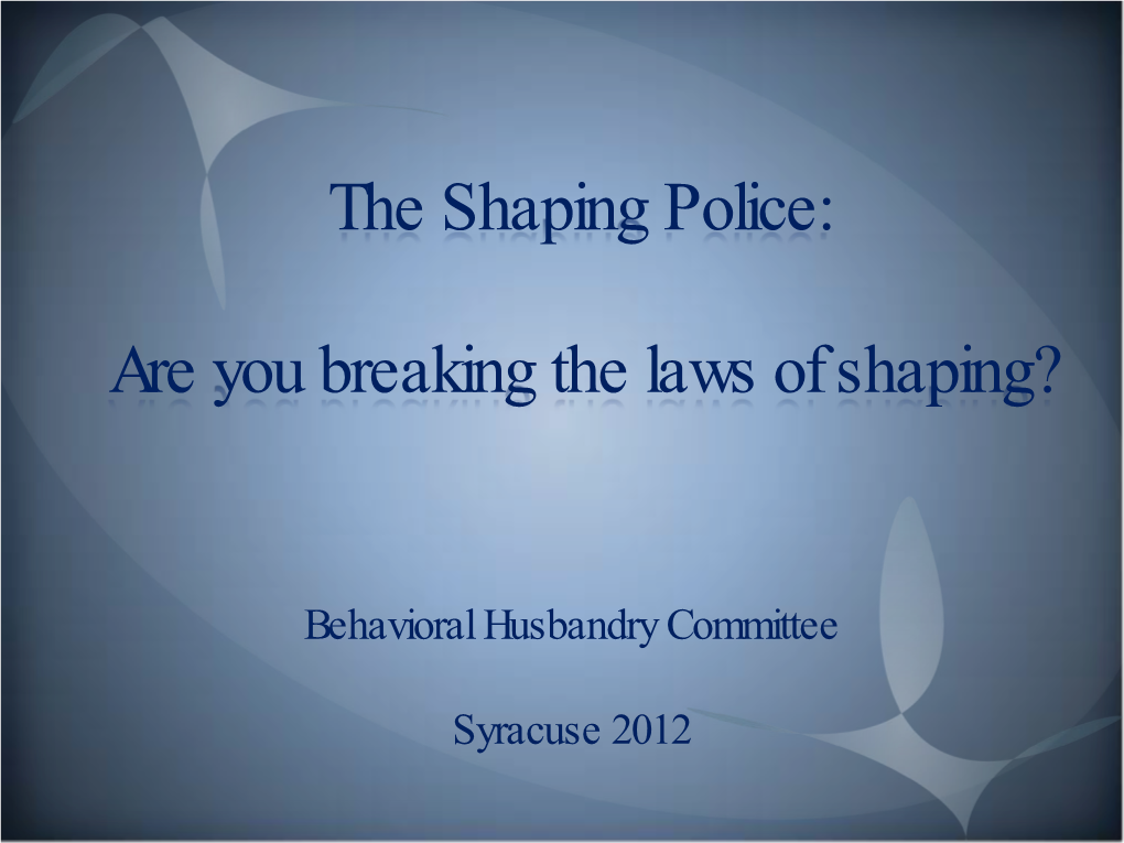 The Shaping Police