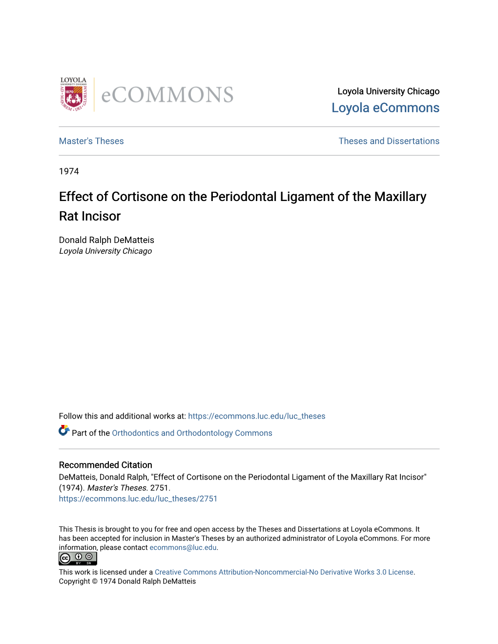 Effect of Cortisone on the Periodontal Ligament of the Maxillary Rat Incisor