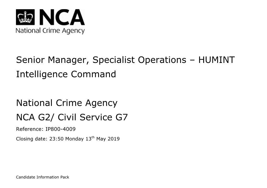 HUMINT Intelligence Command National Crime Agency NCA G2