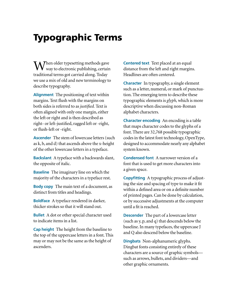 Typographic Terms