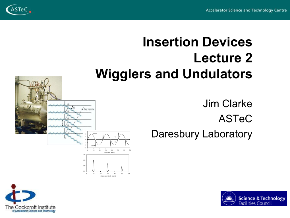 Insertion Devices Lecture 2 Wigglers and Undulators