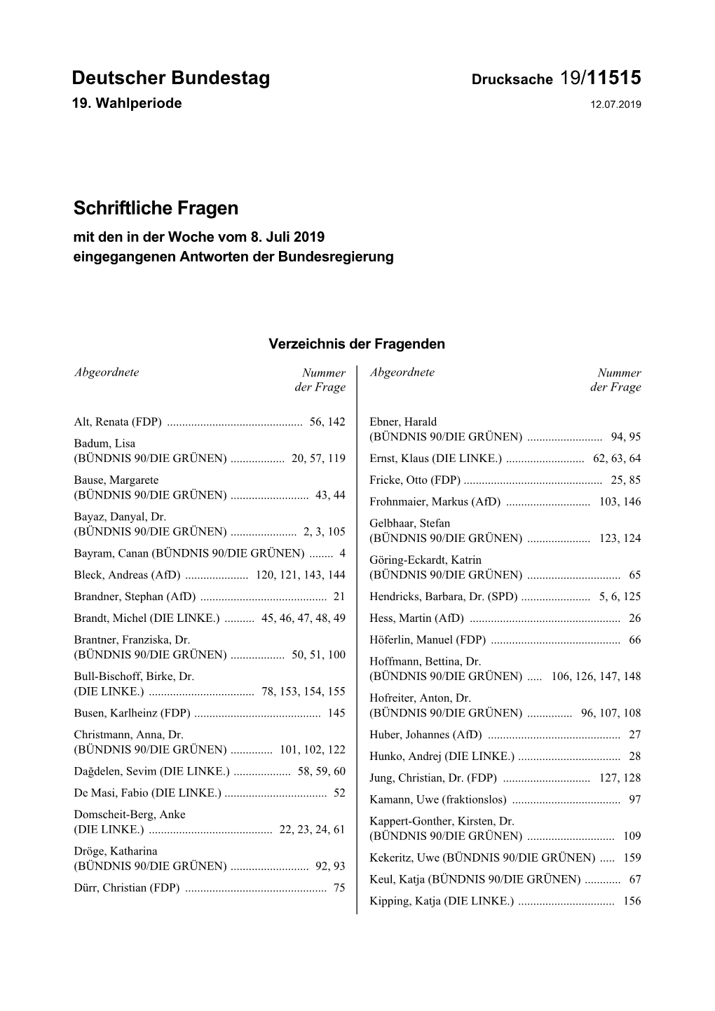 Drucksache 19/11515 19