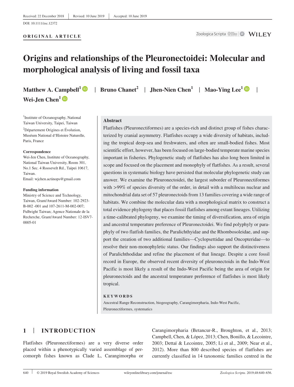 Molecular and Morphological Analysis of Living and Fossil Taxa