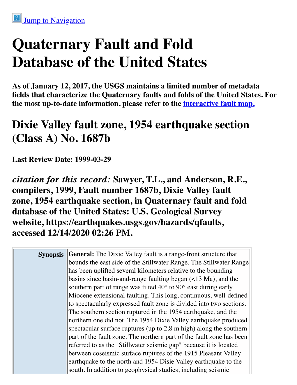 Quaternary Fault and Fold Database of the United States