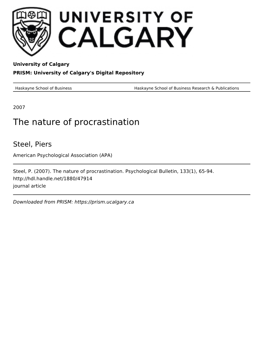 The Nature of Procrastination