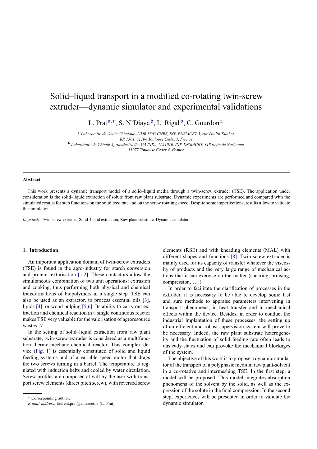 Solid–Liquid Transport in a Modified Co-Rotating Twin-Screw Extruder