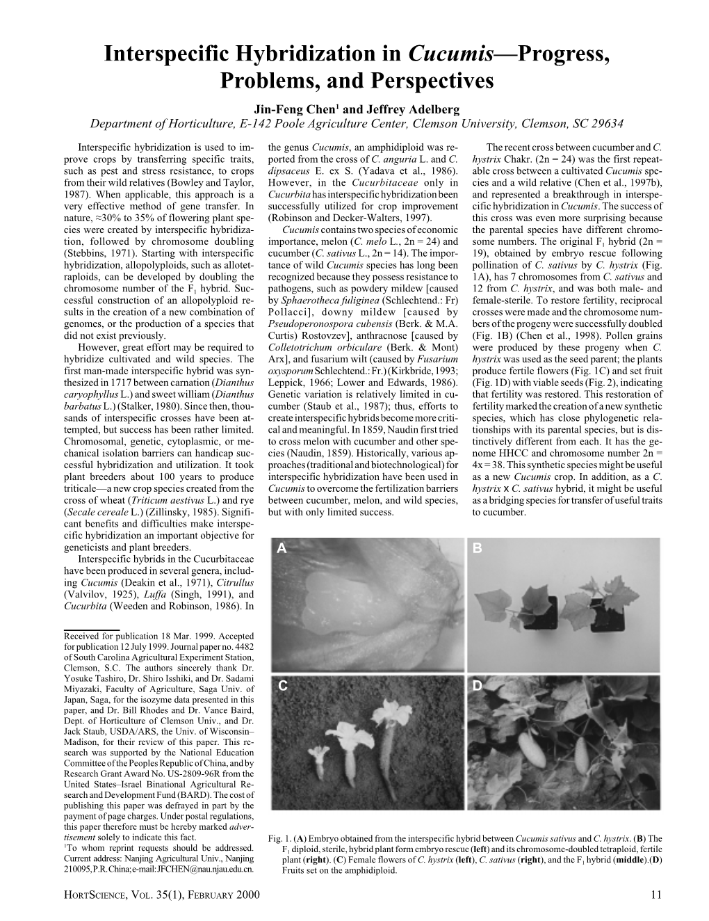 Interspecific Hybridization in Cucumis—Progress, Problems, And