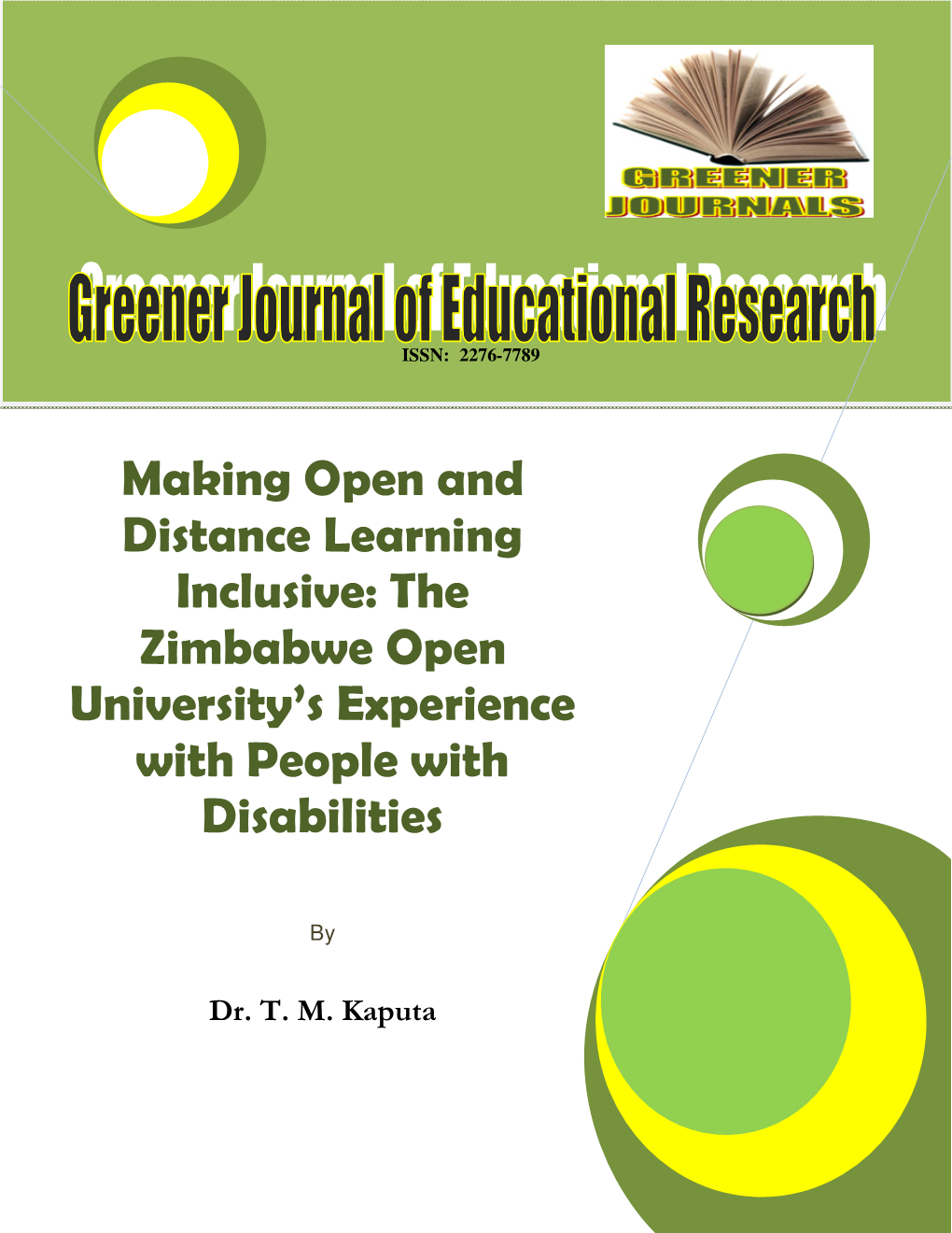 Making Open and Distance Learning Inclusive: the Zimbabwe Open University’S Experience with People with Disabilities