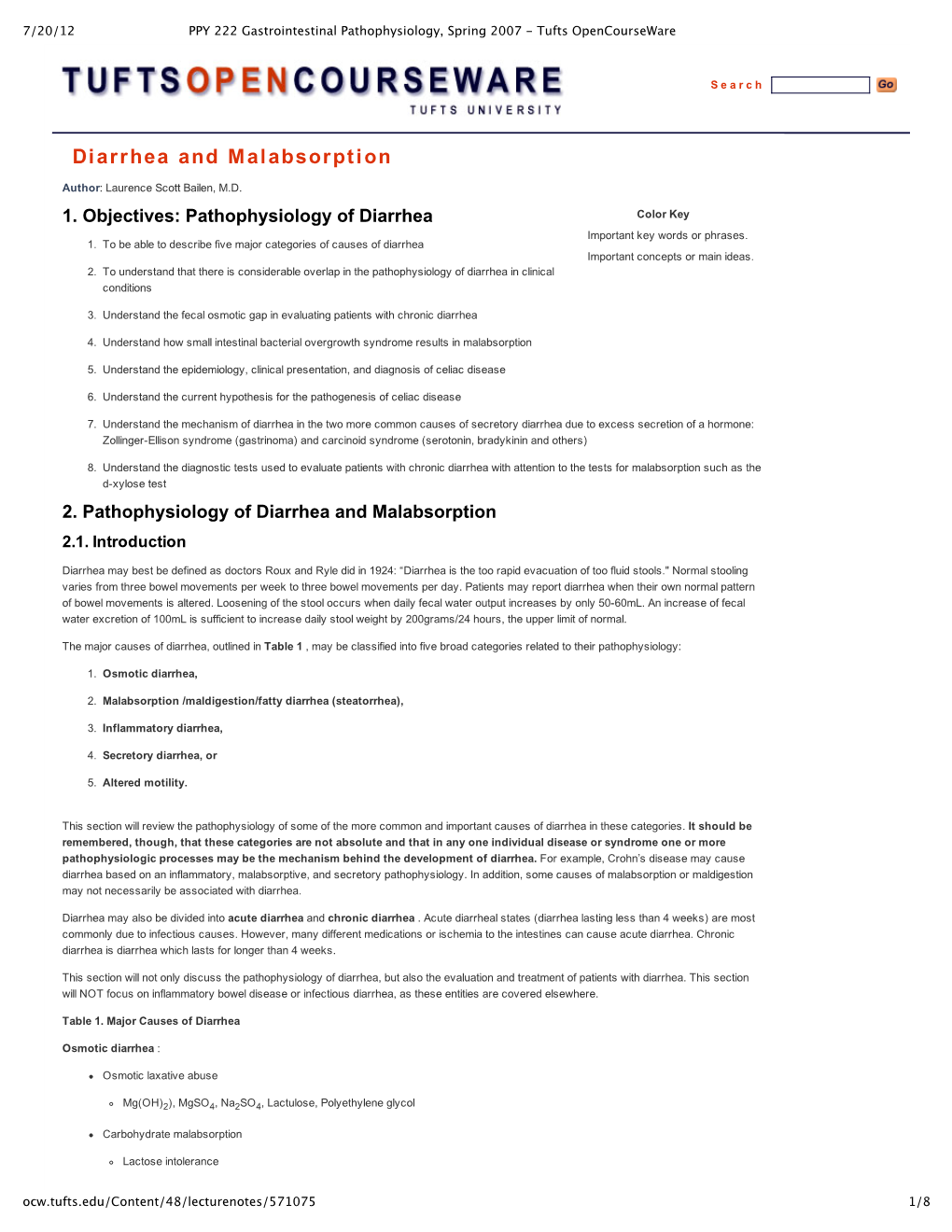 Diarrhea and Malabsorption