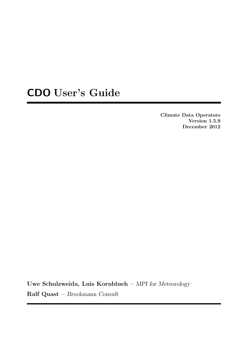 CDO Climate Data Operators