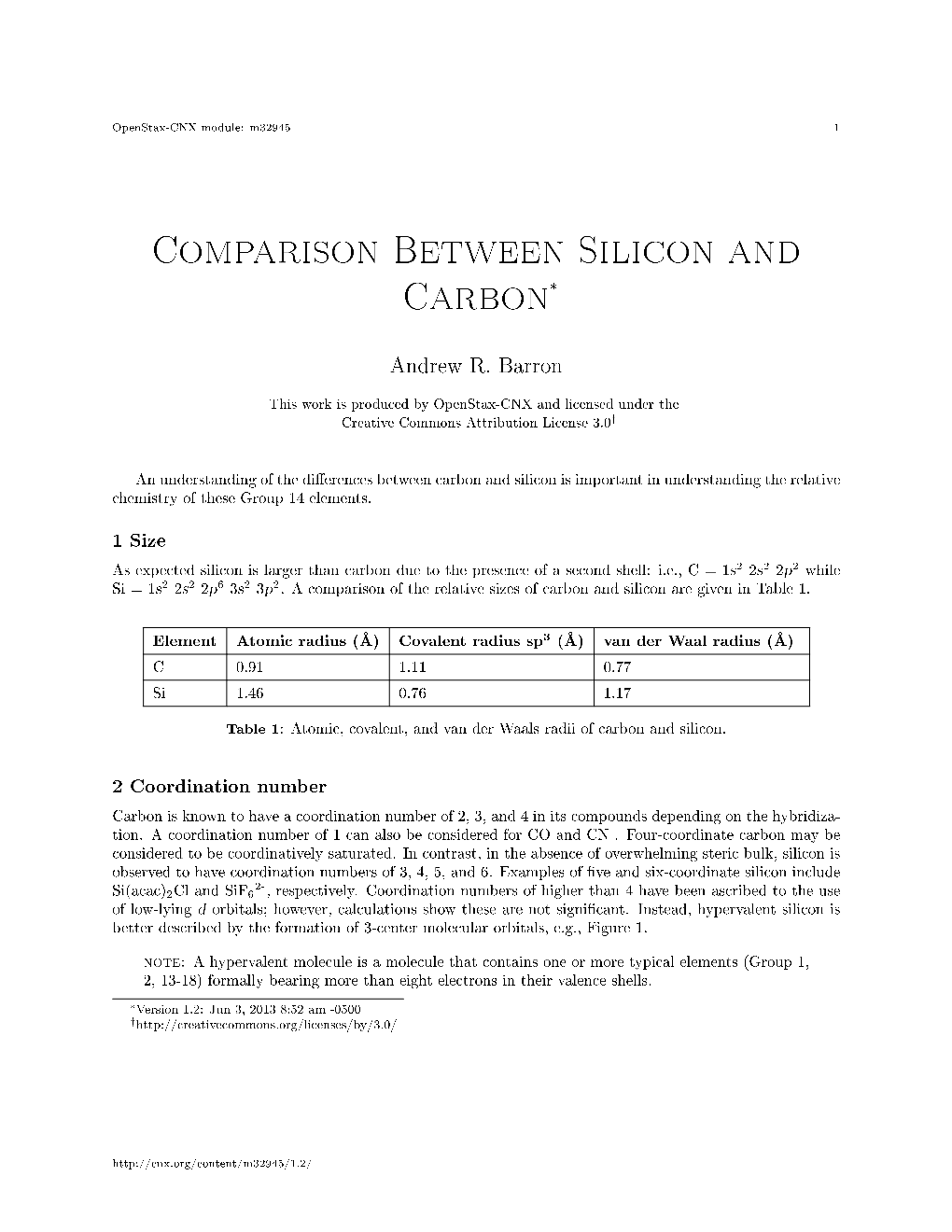 Comparison Between Silicon and Carbon*