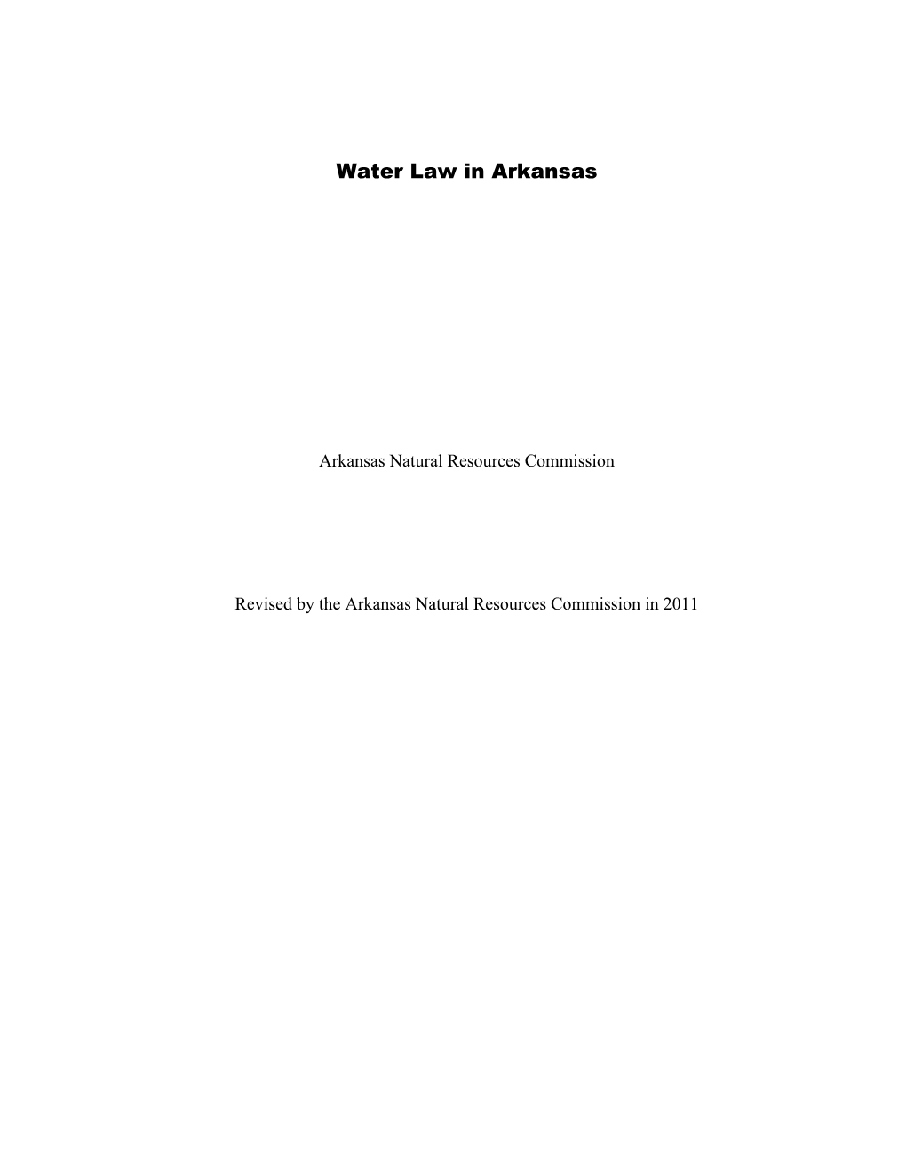 Water Law in Arkansas