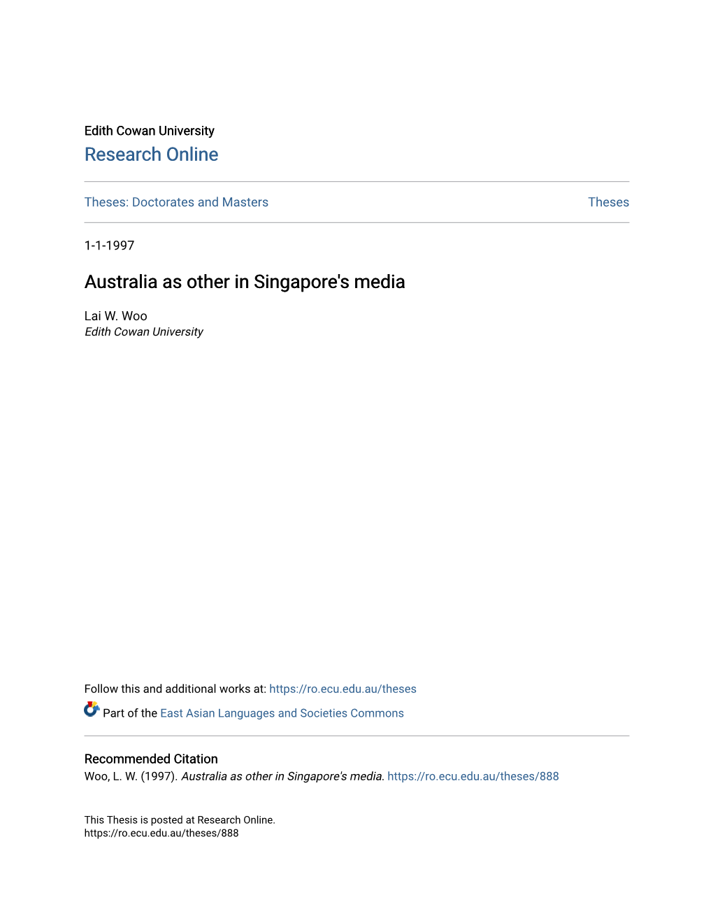 Australia As Other in Singapore's Media