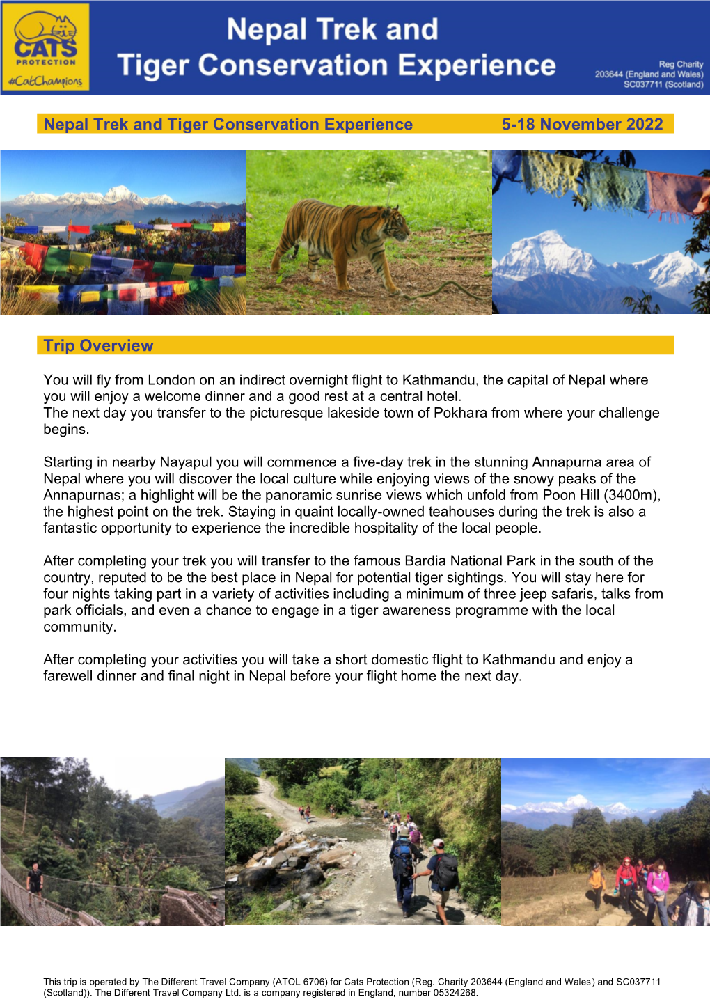 Nepal Trek and Tiger Conservation Experience 5-18 November 2022