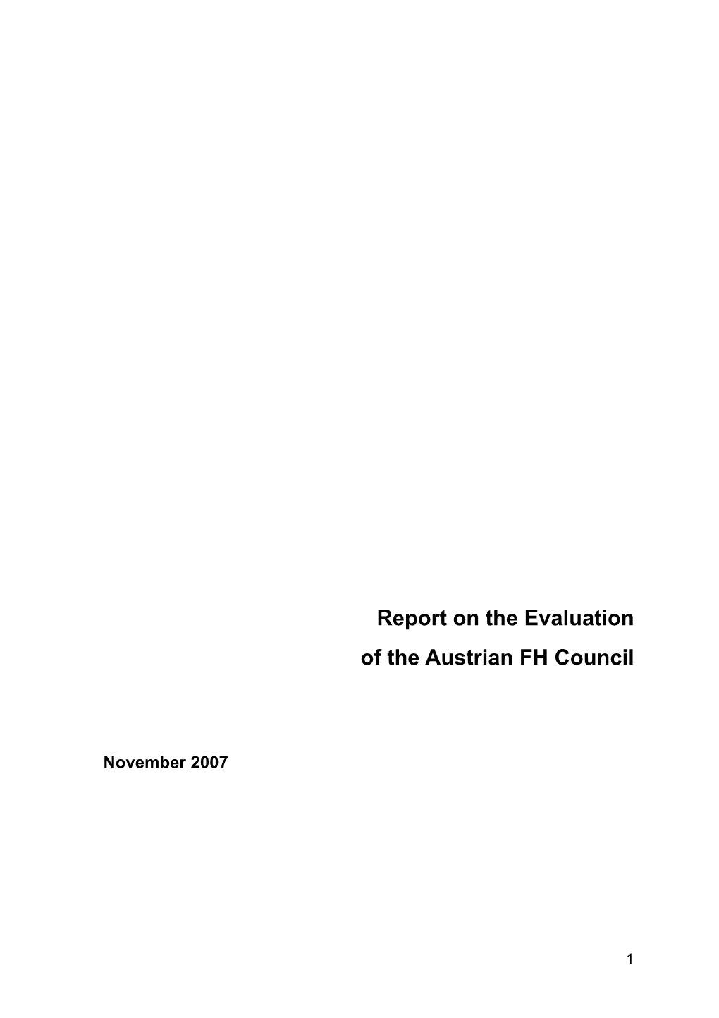 Report on the Evaluation of the Austrian FH Council