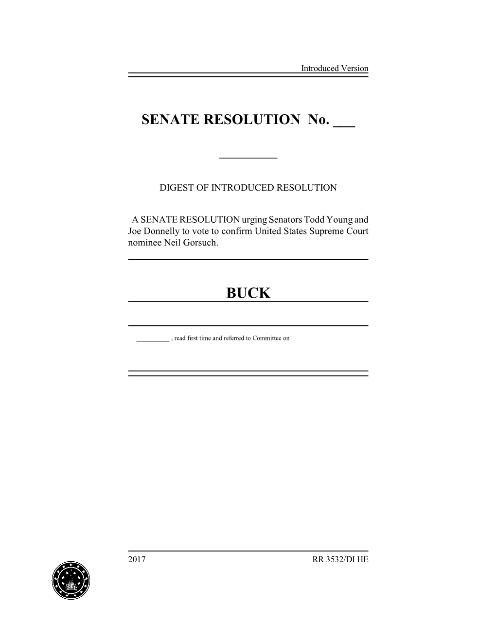 SENATE RESOLUTION No