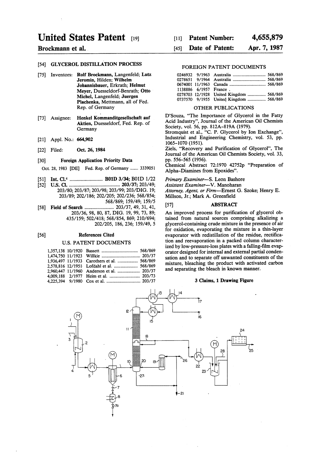 United States Patent (19) 11 Patent Number: 4,655,879 Brockmann Et Al