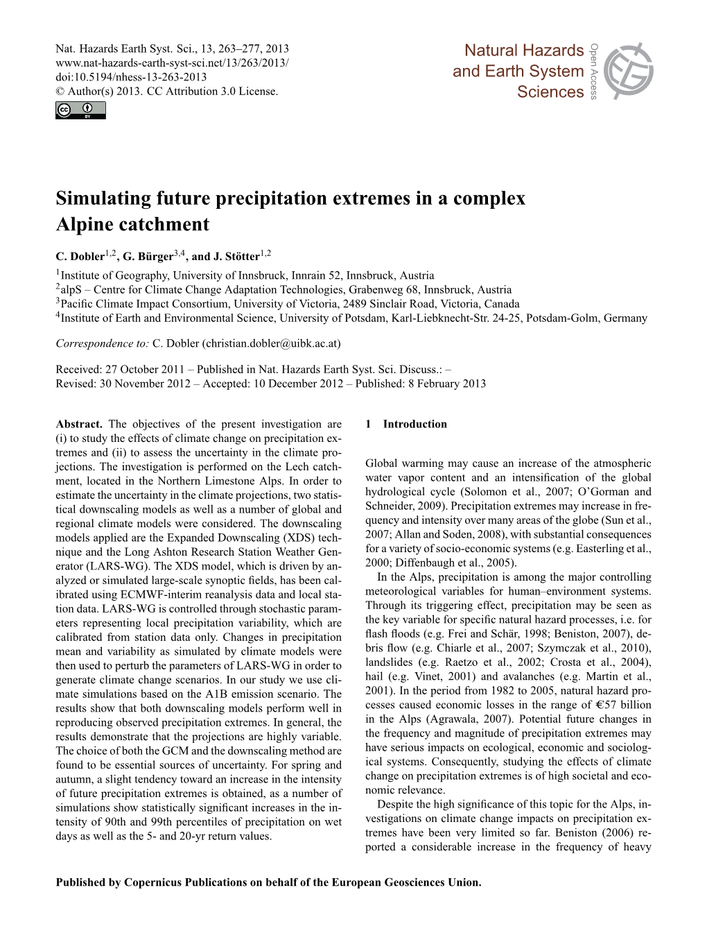 Simulating Future Precipitation Extremes in a Complex Alpine