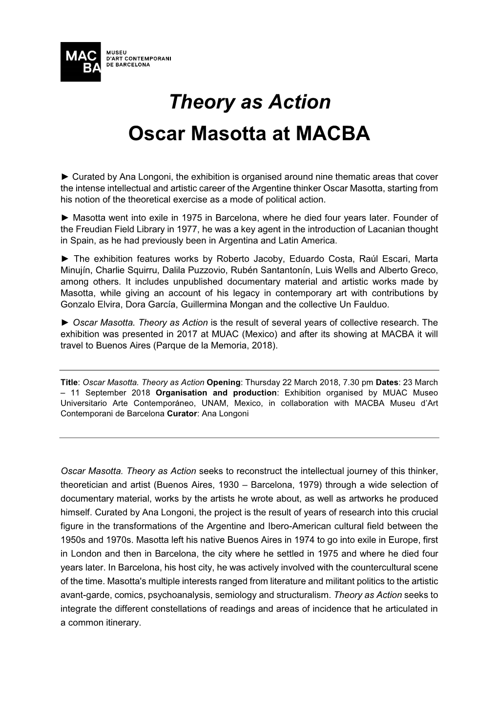 Theory As Action Oscar Masotta at MACBA