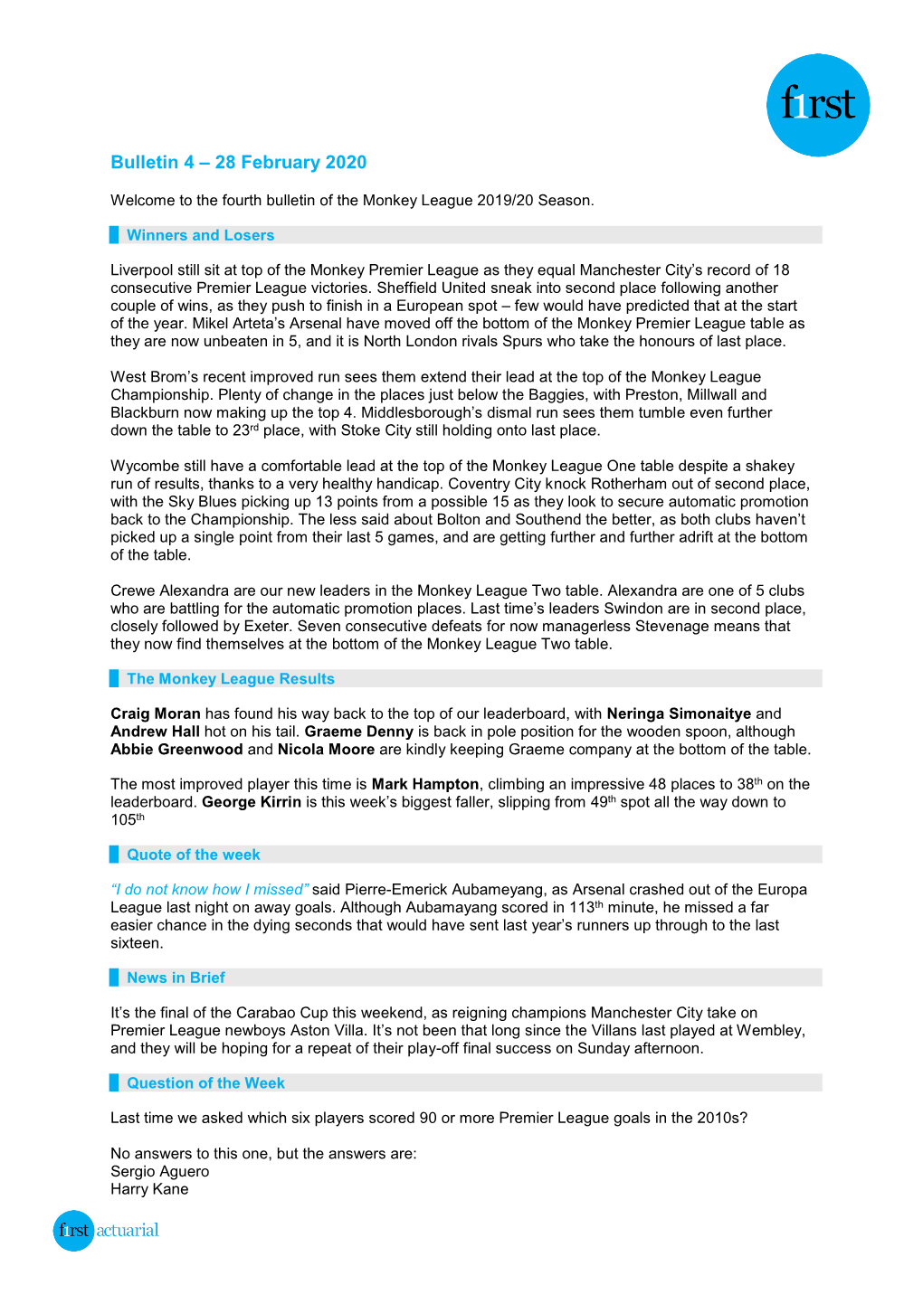 Bulletin 4 – 28 February 2020