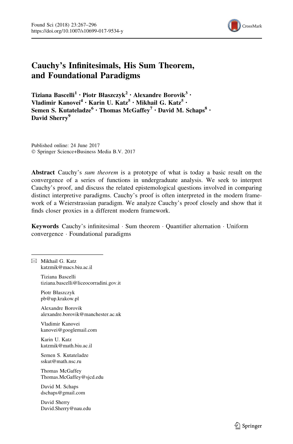 Cauchy's Infinitesimals, His Sum Theorem, and Foundational