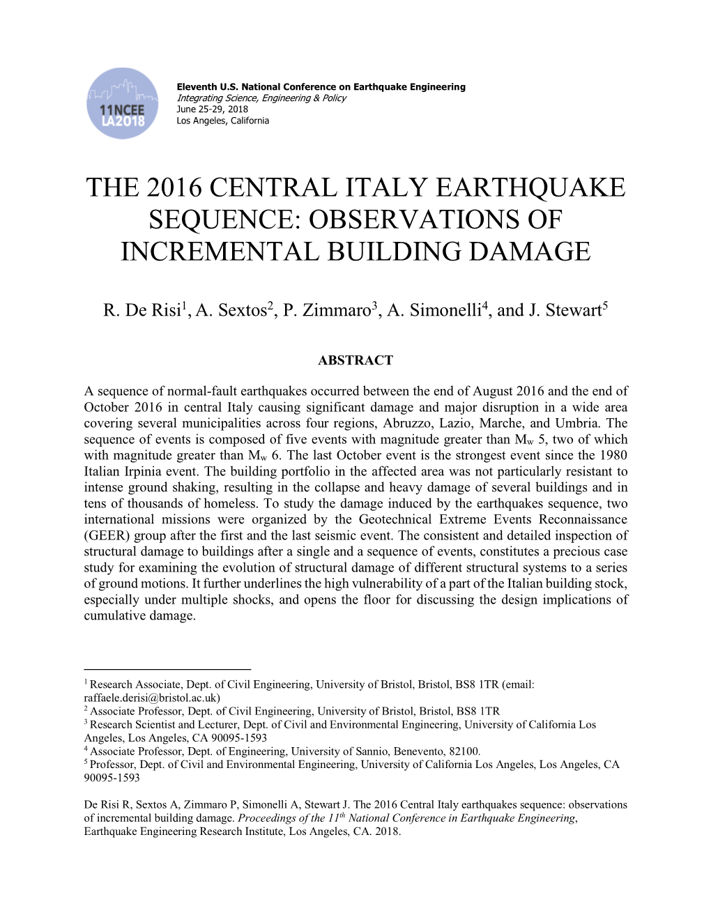 The 2016 Central Italy Earthquake Sequence: Observations of Incremental Building Damage