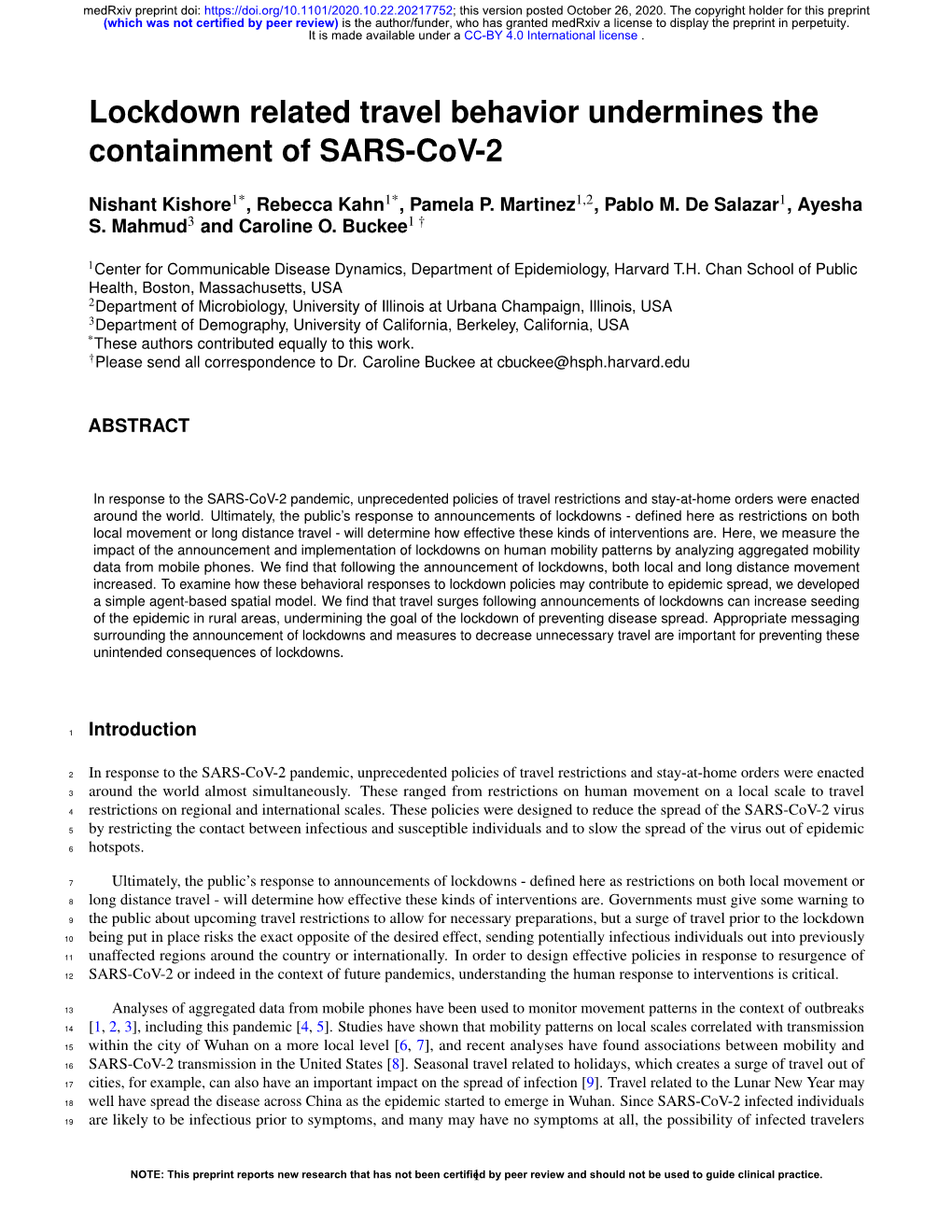 Lockdown Related Travel Behavior Undermines the Containment of SARS-Cov-2