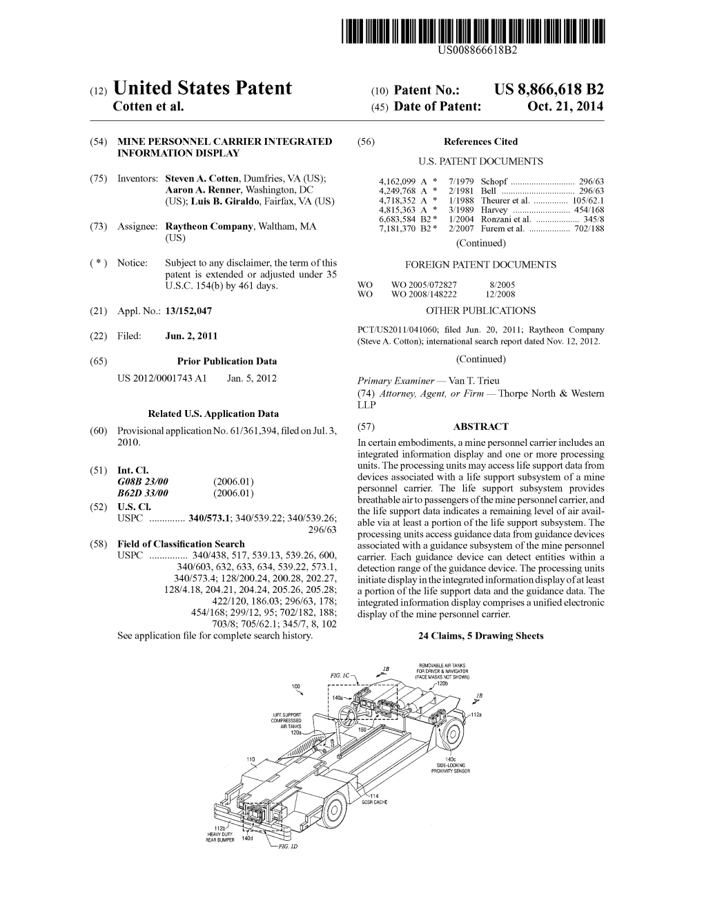 (12) United States Patent (10) Patent No.: US 8,866,618 B2 Cotten Et Al
