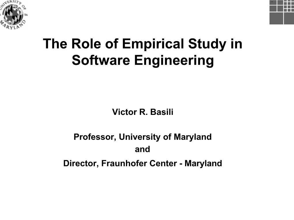 The Role of Empirical Study in Software Engineering