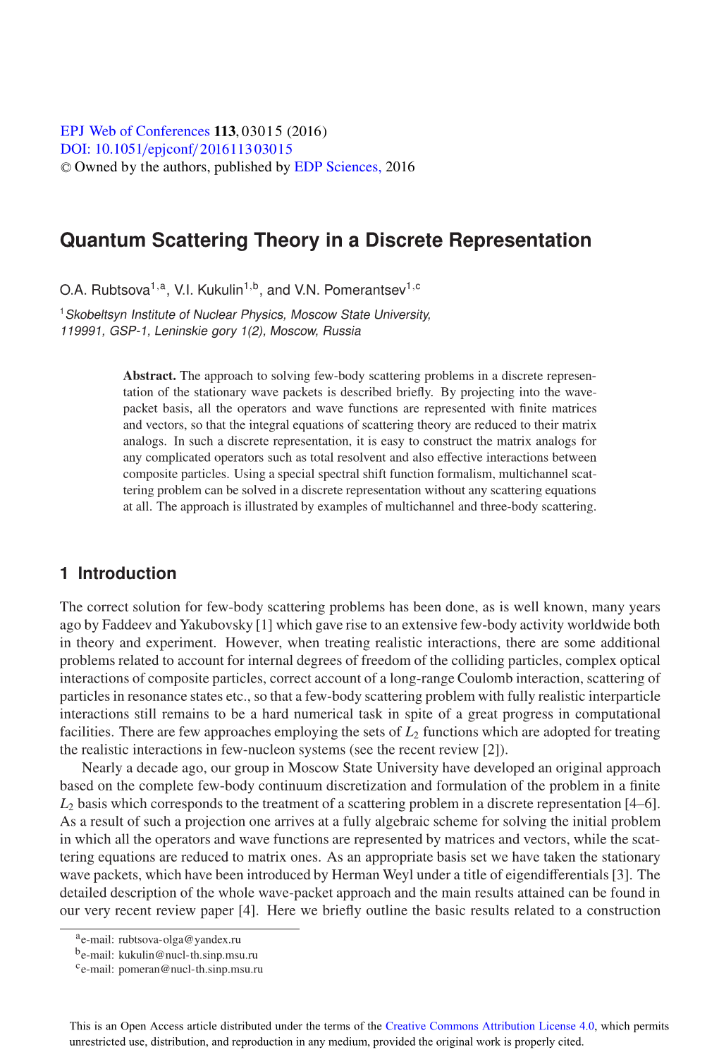 Quantum Scattering Theory in a Discrete Representation