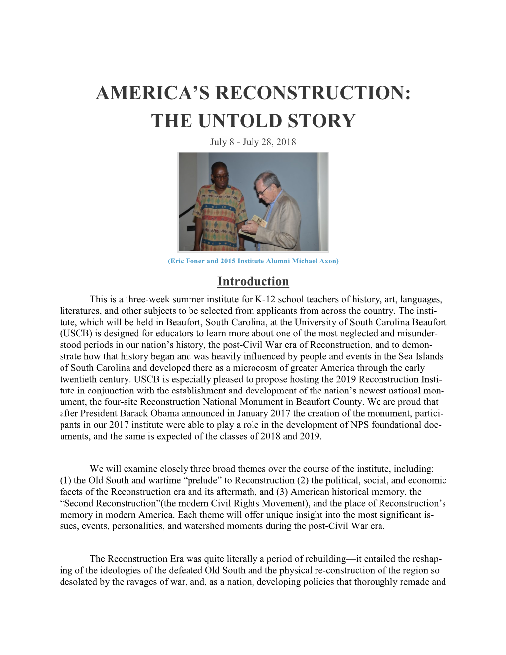 America's Reconstruction