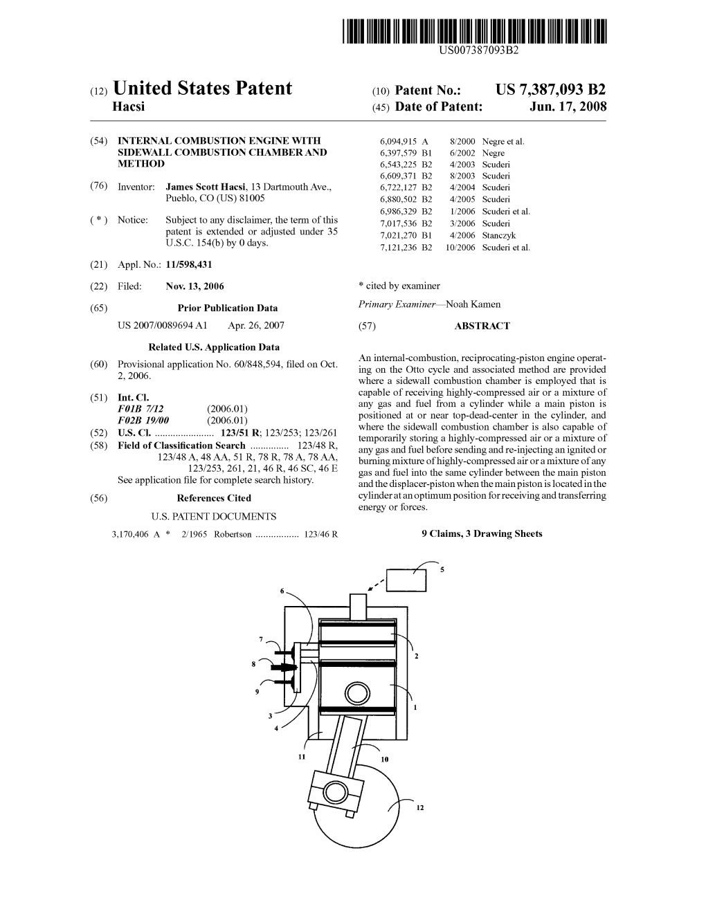 (12) United States Patent (10) Patent No.: US 7,387,093 B2 Hacsi (45) Date of Patent: Jun