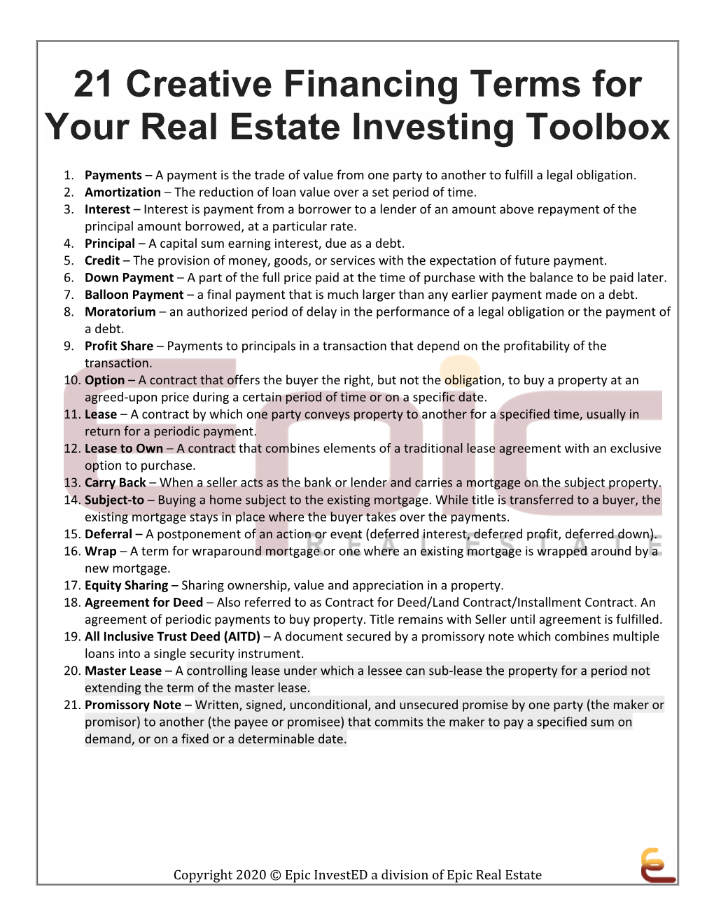 21 Creative Financing Terms for Your Real Estate Investing Toolbox