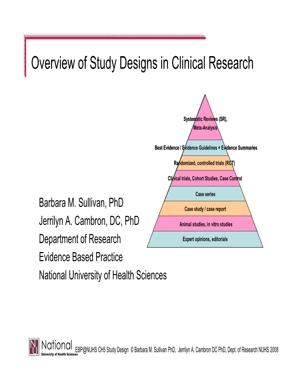 Overview of Study Designs in Clinical Research
