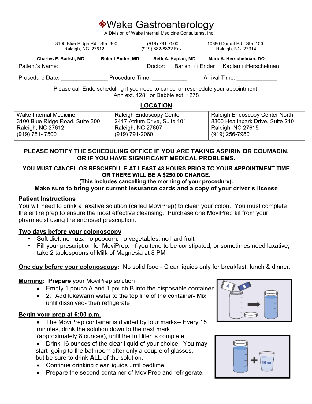 Colonoscopy Preparation Instructions