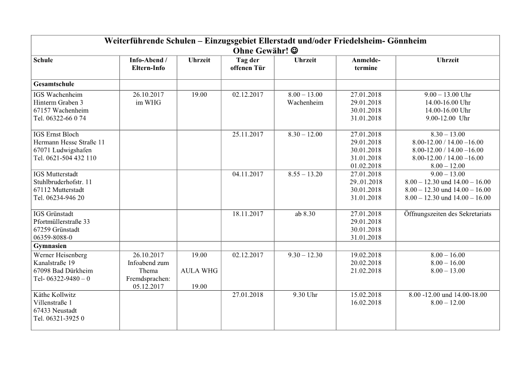 Weiterführende Schulen