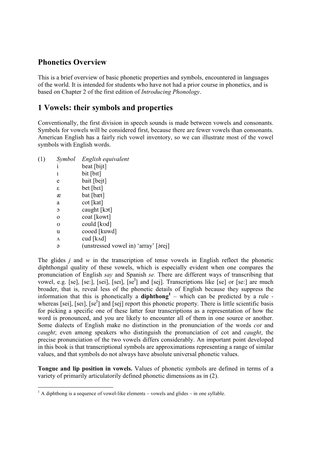 Phonetics Overview