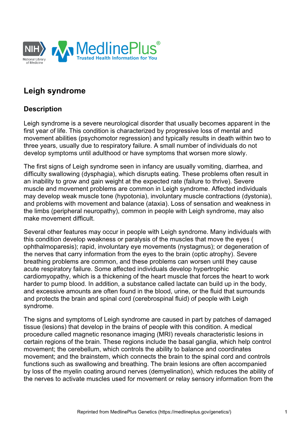 Leigh Syndrome