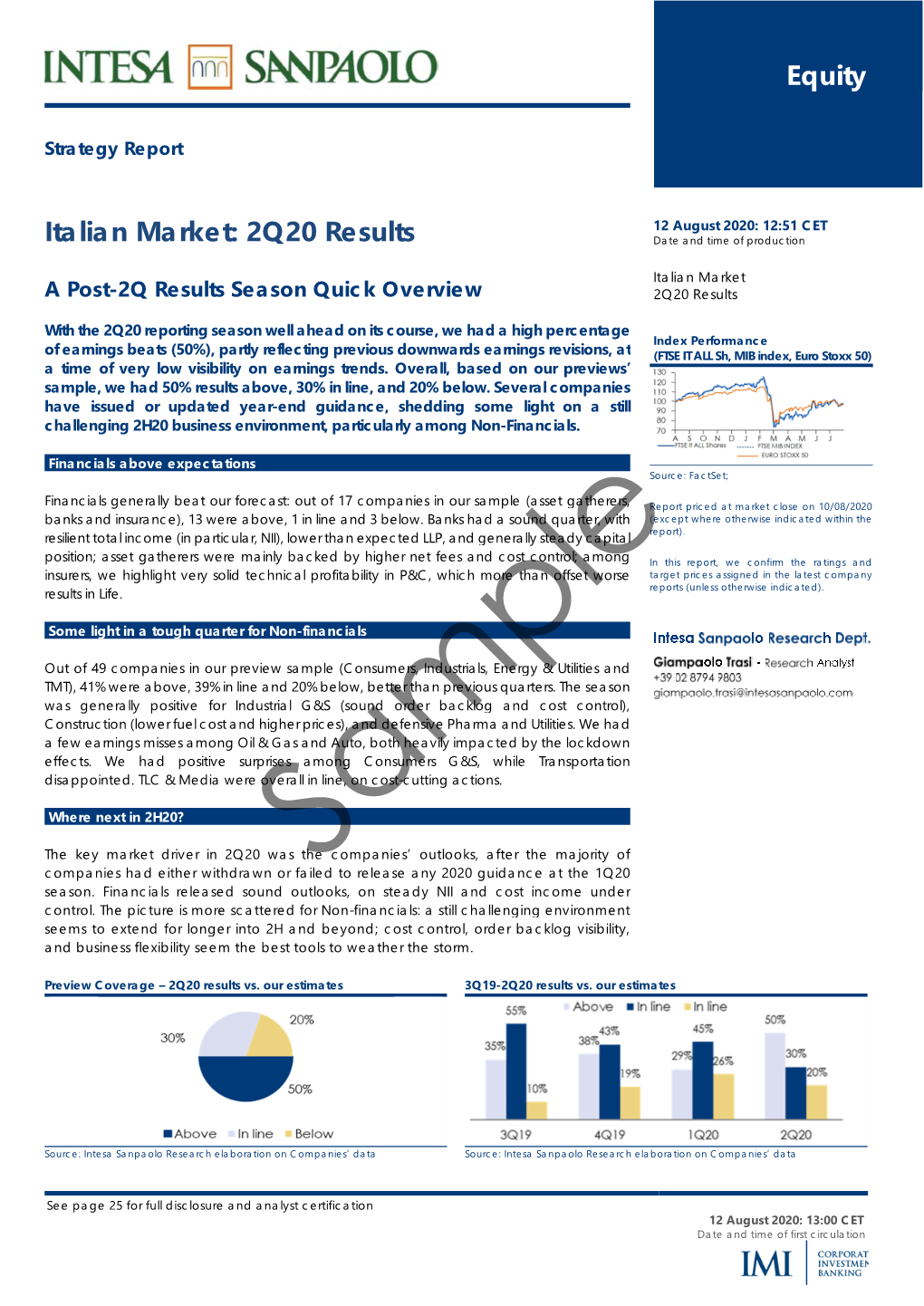 Equity Italian Market: 2Q20 Results