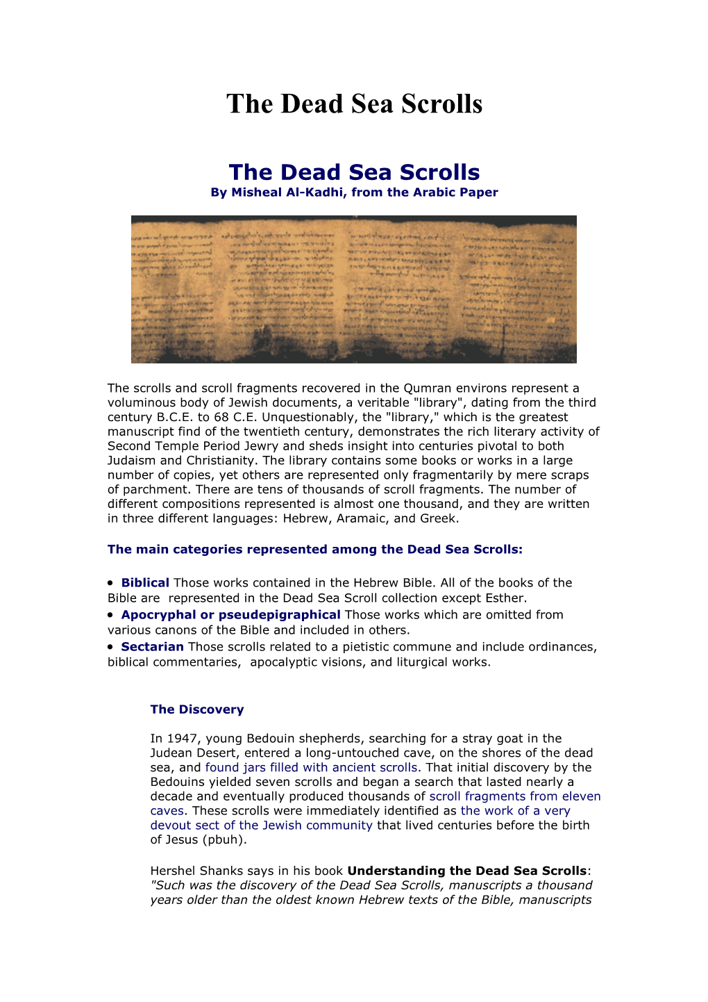 The Dead Sea Scrolls