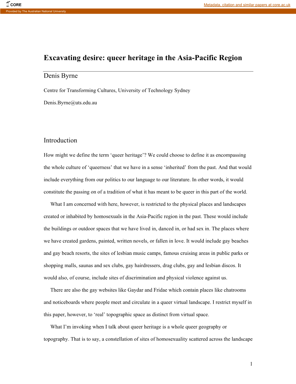 Excavating Desire: Queer Heritage in the Asia-Pacific Region