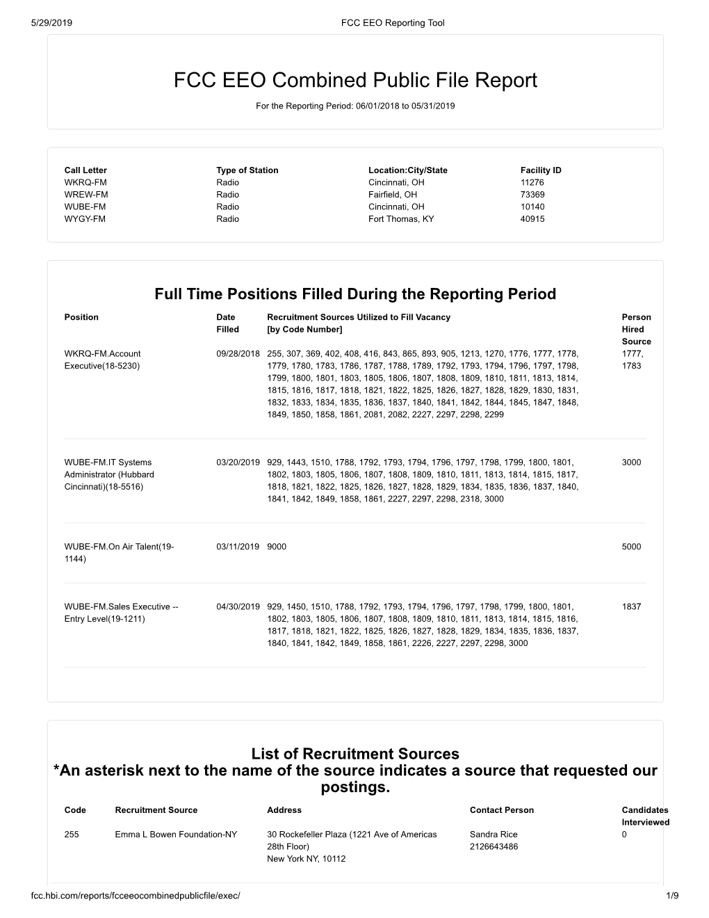 FCC EEO Combined Public File Report