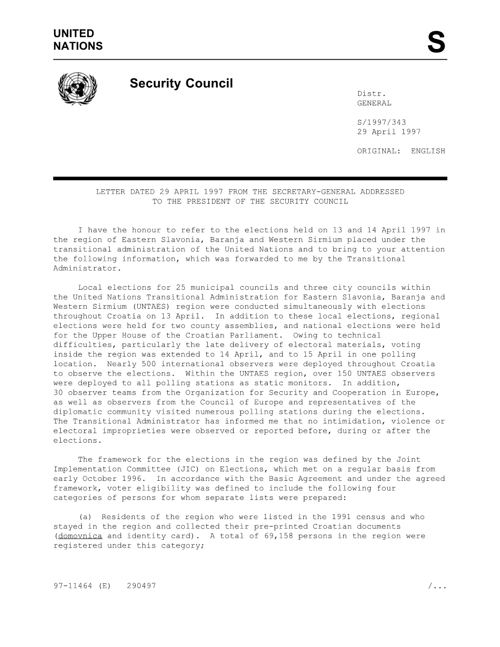 Security Council Distr