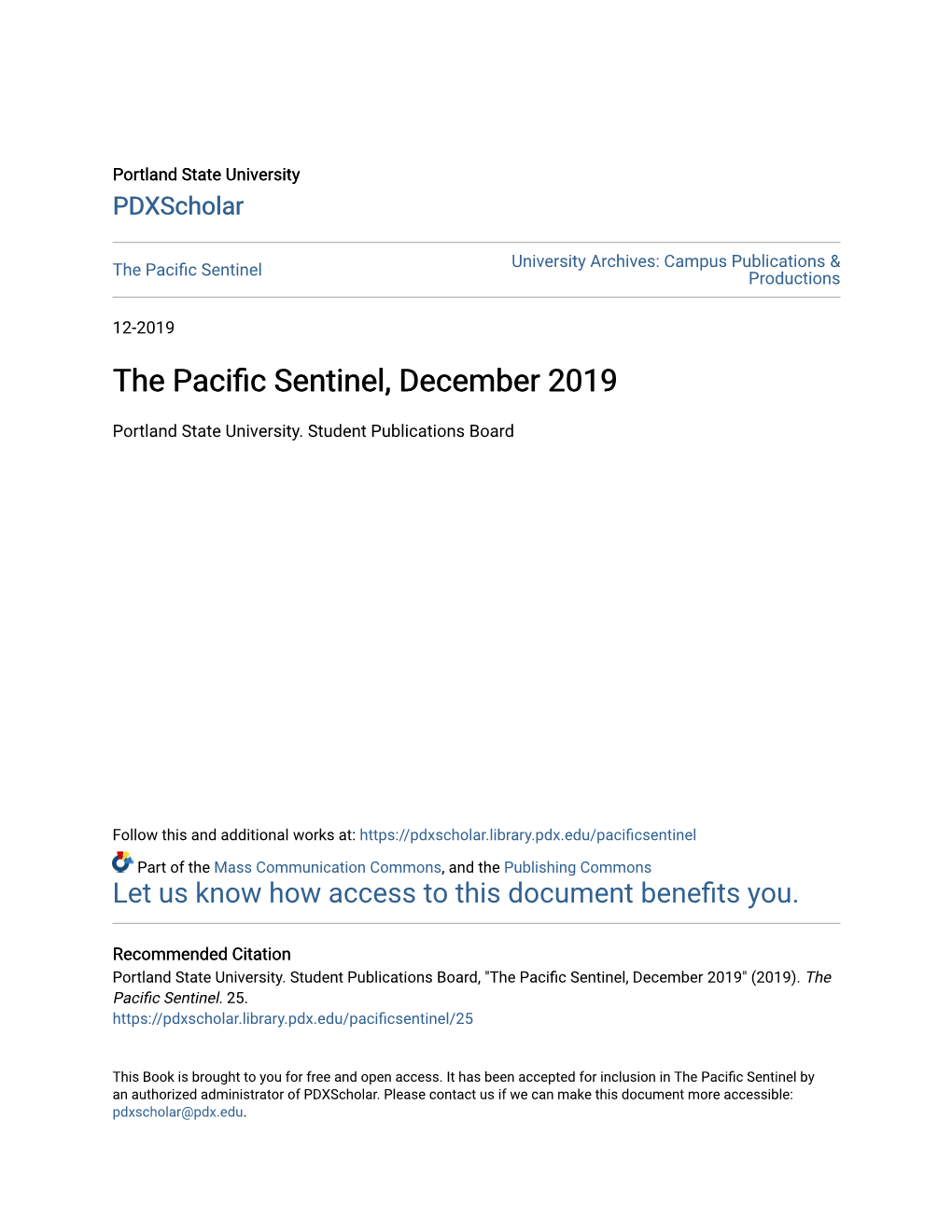 The Pacific Sentinel, December 2019