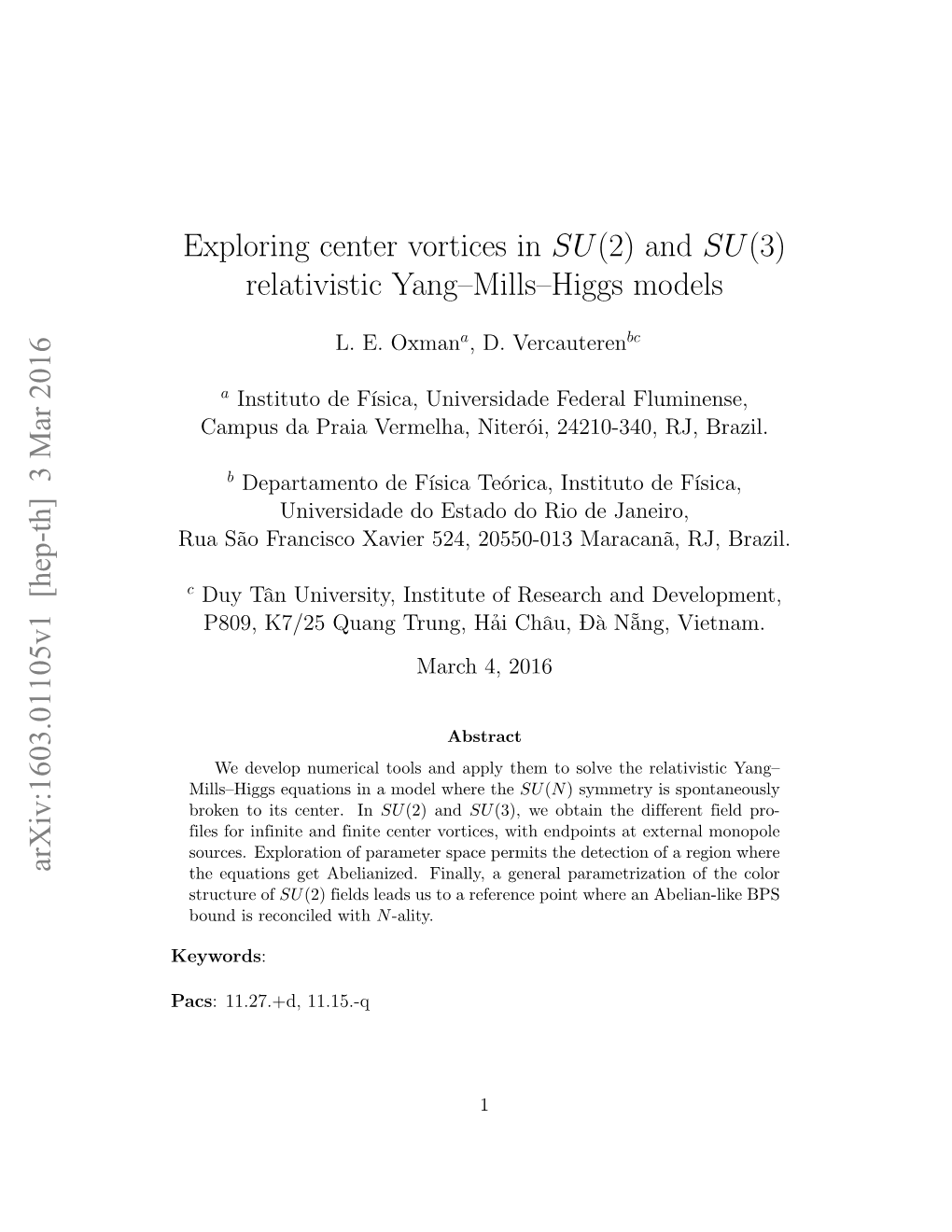 Exploring Center Vortices in SU(2) and SU(3) Relativistic Yang–Mills–Higgs Models