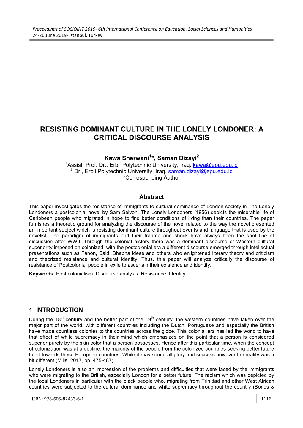 Resisting Dominant Culture in the Lonely Londoner: a Critical Discourse Analysis