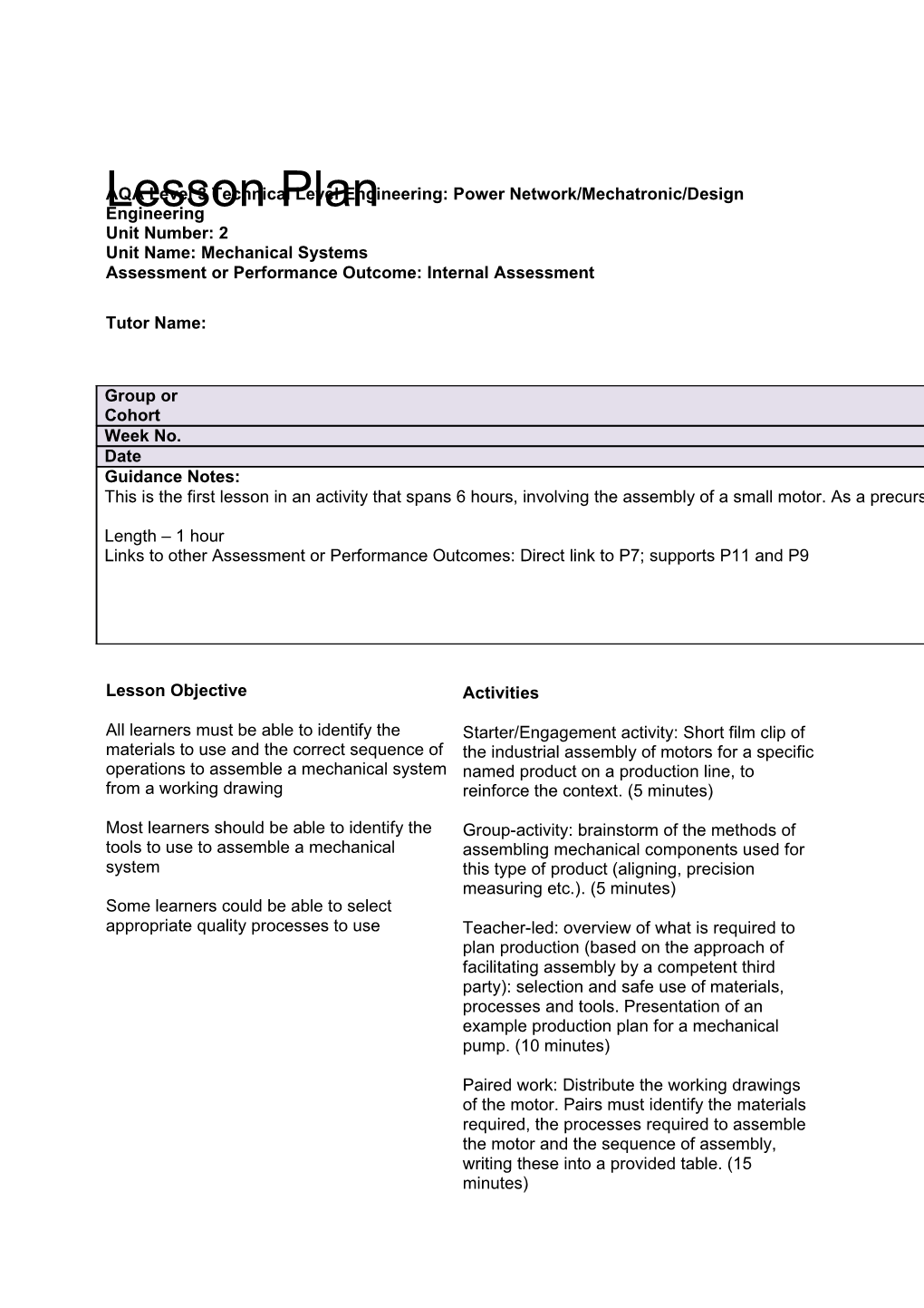 Aqalevel3technicallevelengineering:Powernetwork/Mechatronic/Designengineering