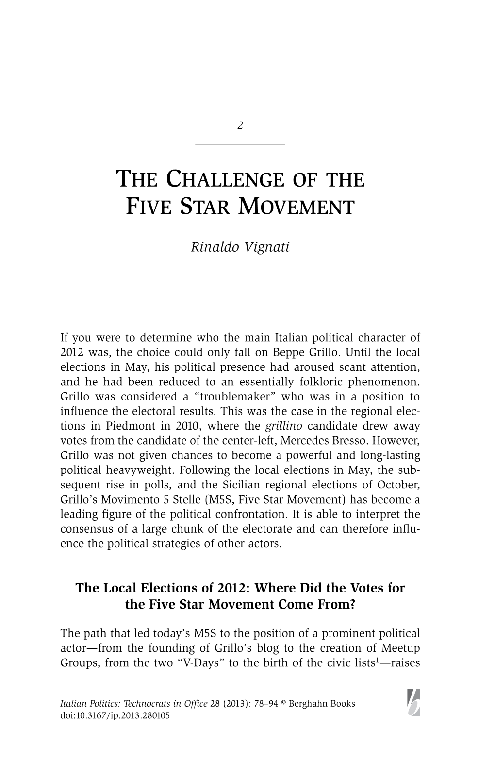 The Challenge of the Five Star Movement